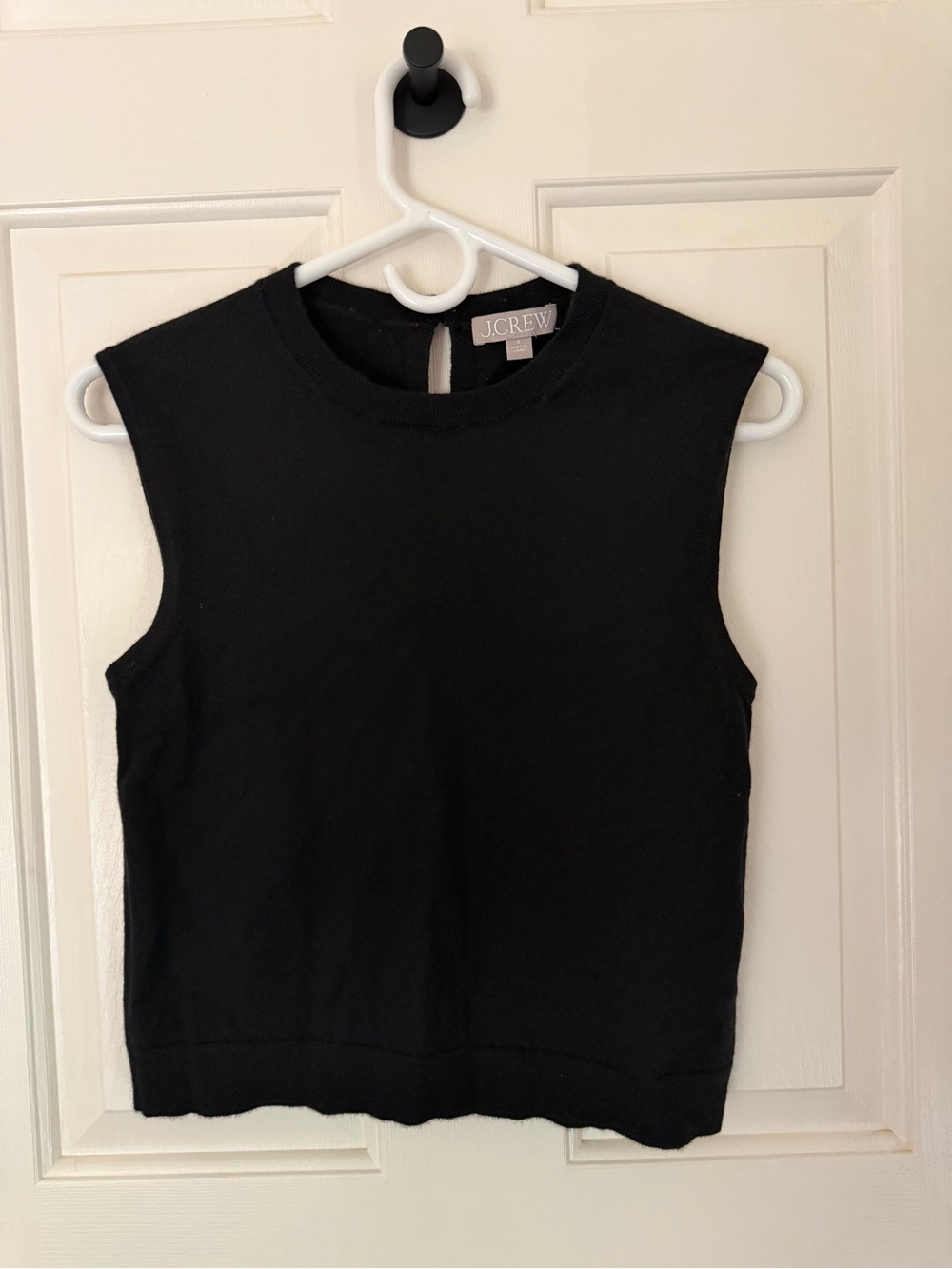 J.CREW Featherweight Cropped Cashmere Blend Sleeveless Shell Black Small